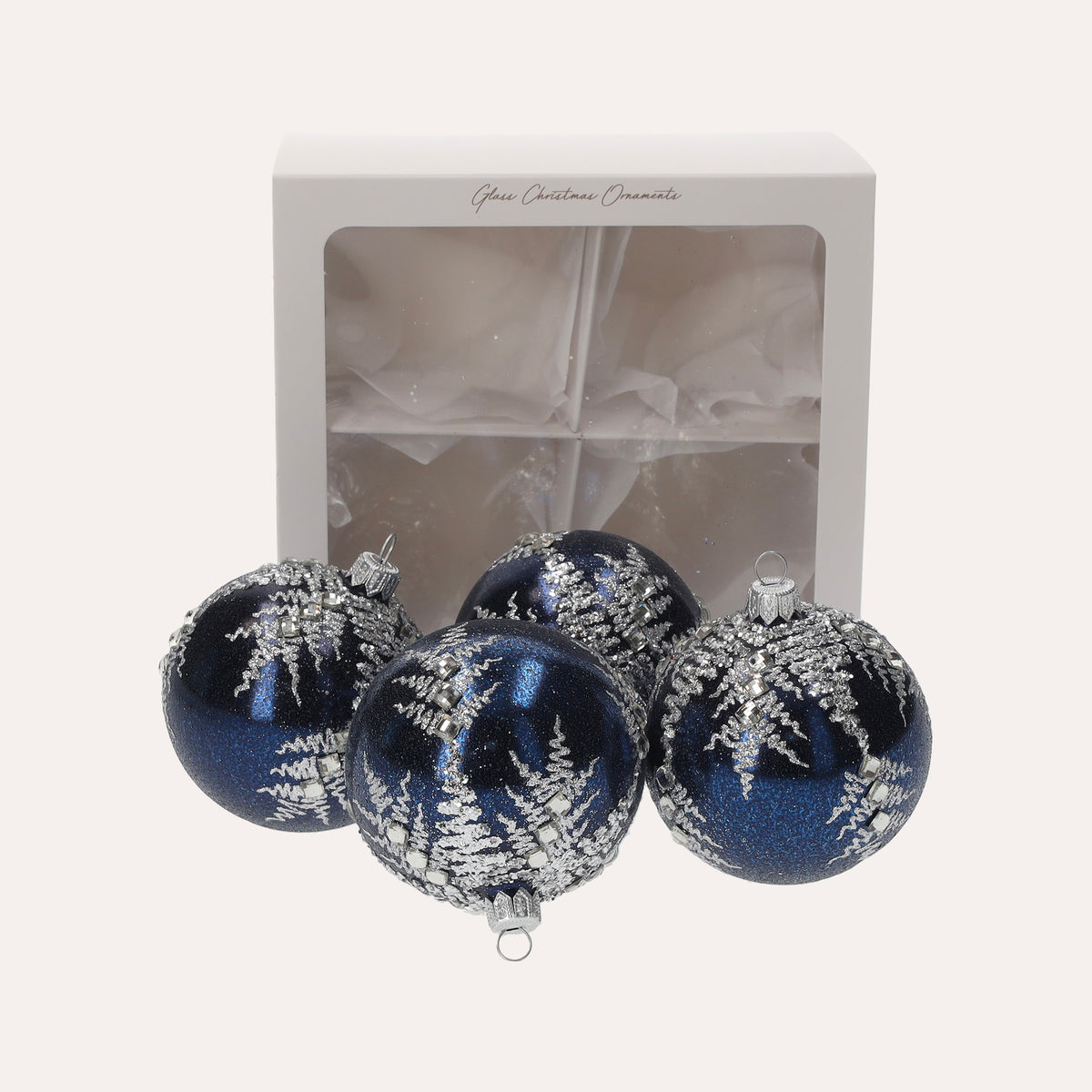 Set di 4 Palline in Vetro Blu Fatte a Mano Eleganti