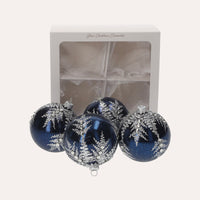 Set di 4 Palline in Vetro Blu Fatte a Mano Eleganti