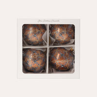 Set di 4 Palline in Vetro Rame Decorate a Mano