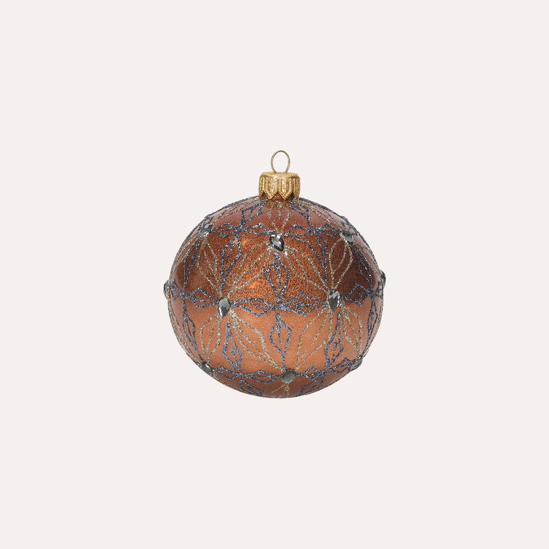 Set di 4 Palline in Vetro Rame Decorate a Mano
