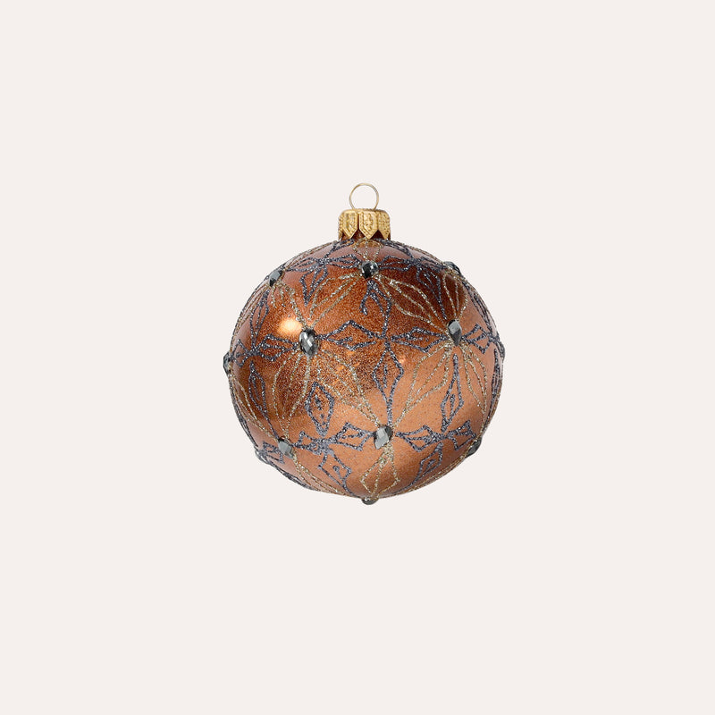 Set di 4 Palline in Vetro Rame Decorate a Mano