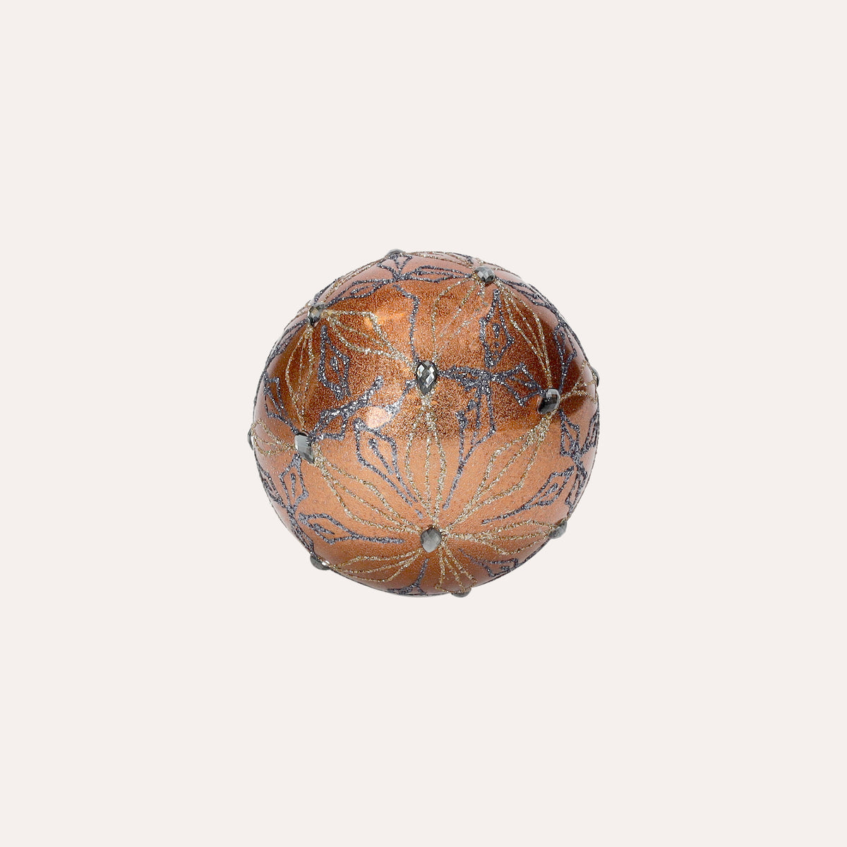 Set di 4 Palline in Vetro Rame Decorate a Mano