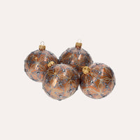 Set di 4 Palline in Vetro Rame Decorate a Mano
