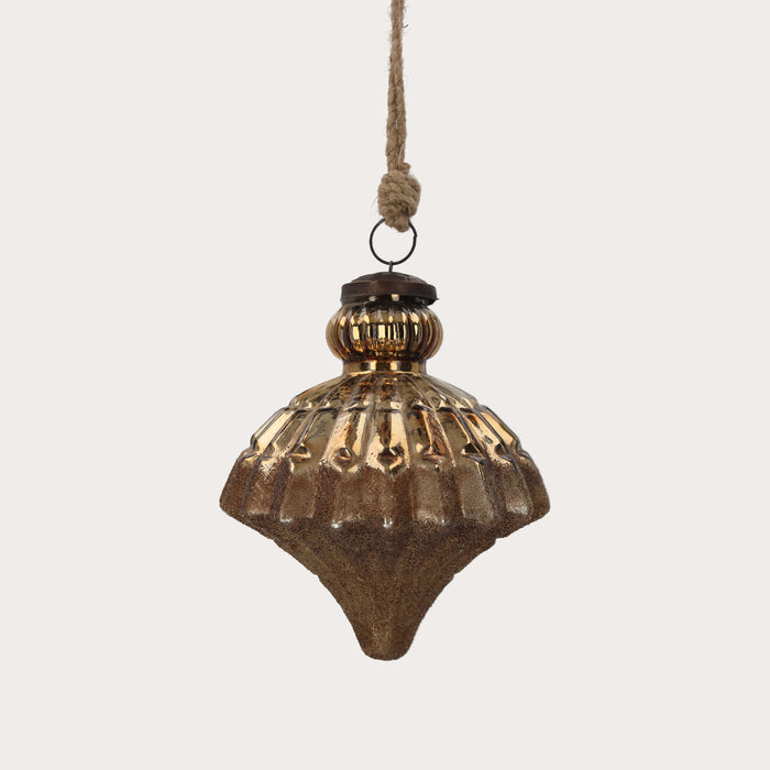 Trottola natalizia decorativa, realizzata in vetro