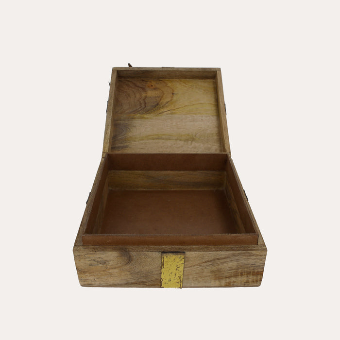 Scatola Contenitore In Legno con Fiocco Dorato