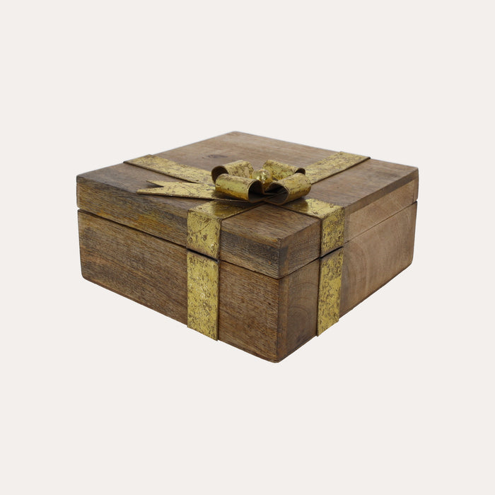 Scatola Contenitore, realizzata in Legno, con Fiocco Decorativo