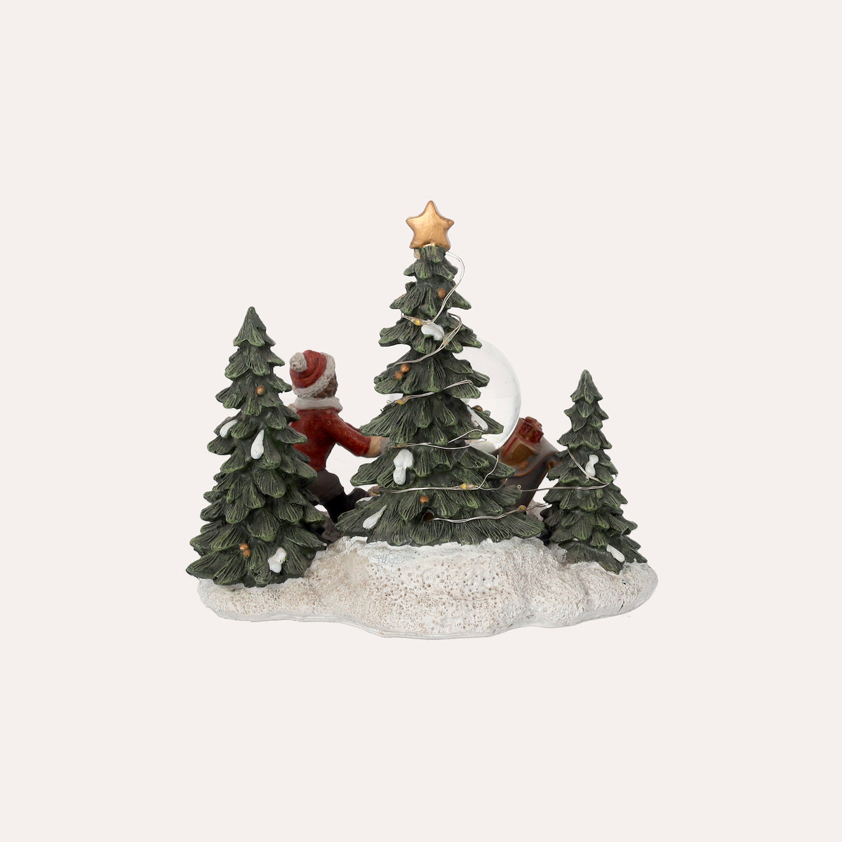 Bimbo Decorativo natalizio con Sfera e luci LED – H 13 x L 15 x P 12 cm