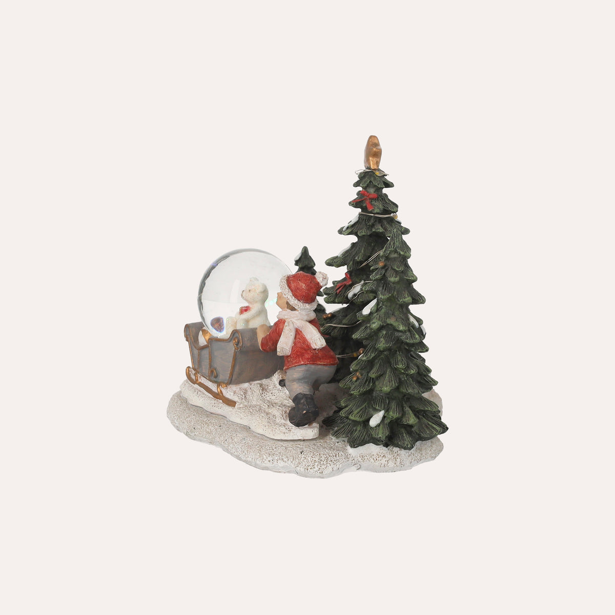 Bimbo Decorativo natalizio con Sfera e luci LED – H 13 x L 15 x P 12 cm