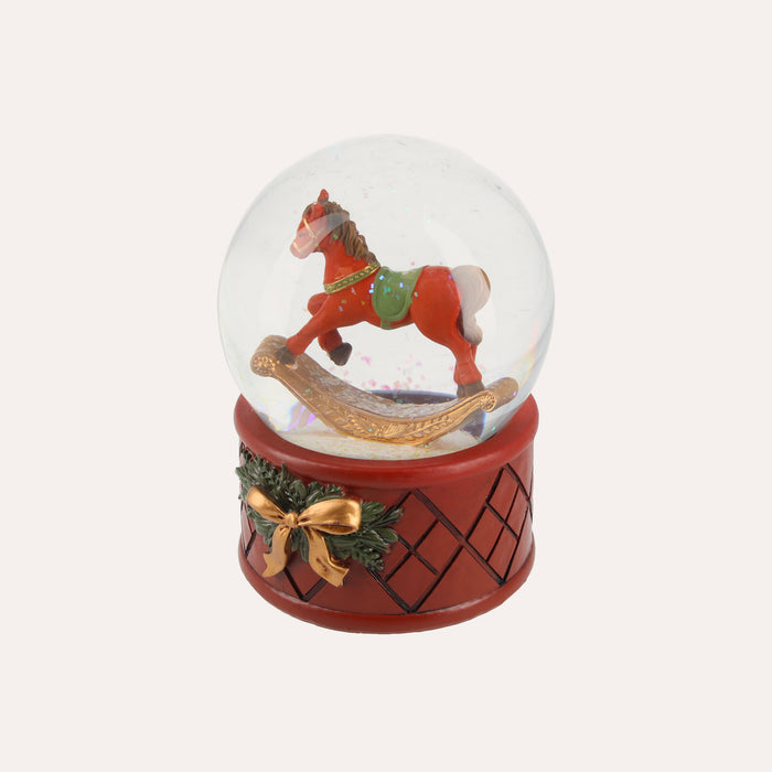 Sfera Natalizia Rossa con Cavallino – H 15 x D 10 cm