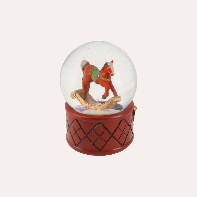 Sfera Natalizia Rossa con Cavallino – H 15 x D 10 cm