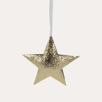 Decorazione Natalizia a Forma di Stella in Metallo, Finitura Oro
