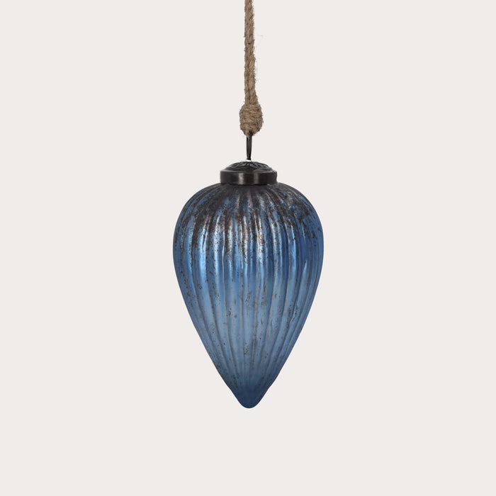 Goccia decorativa natalizia in vetro blu