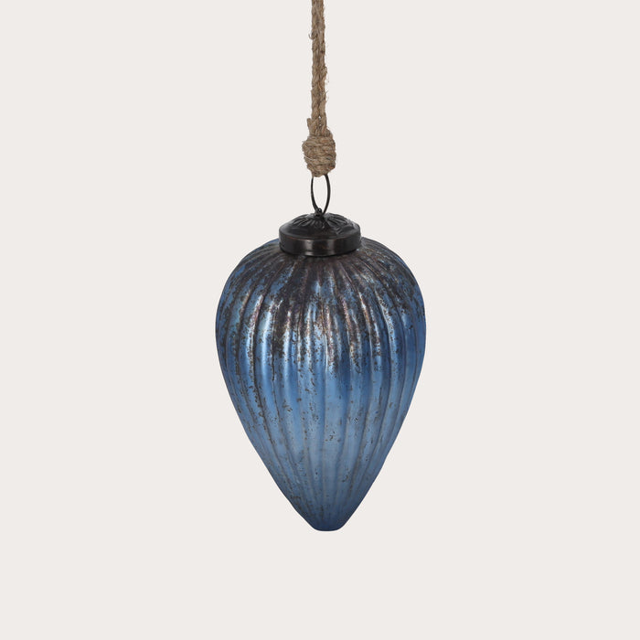 Goccia decorativa natalizia in vetro blu