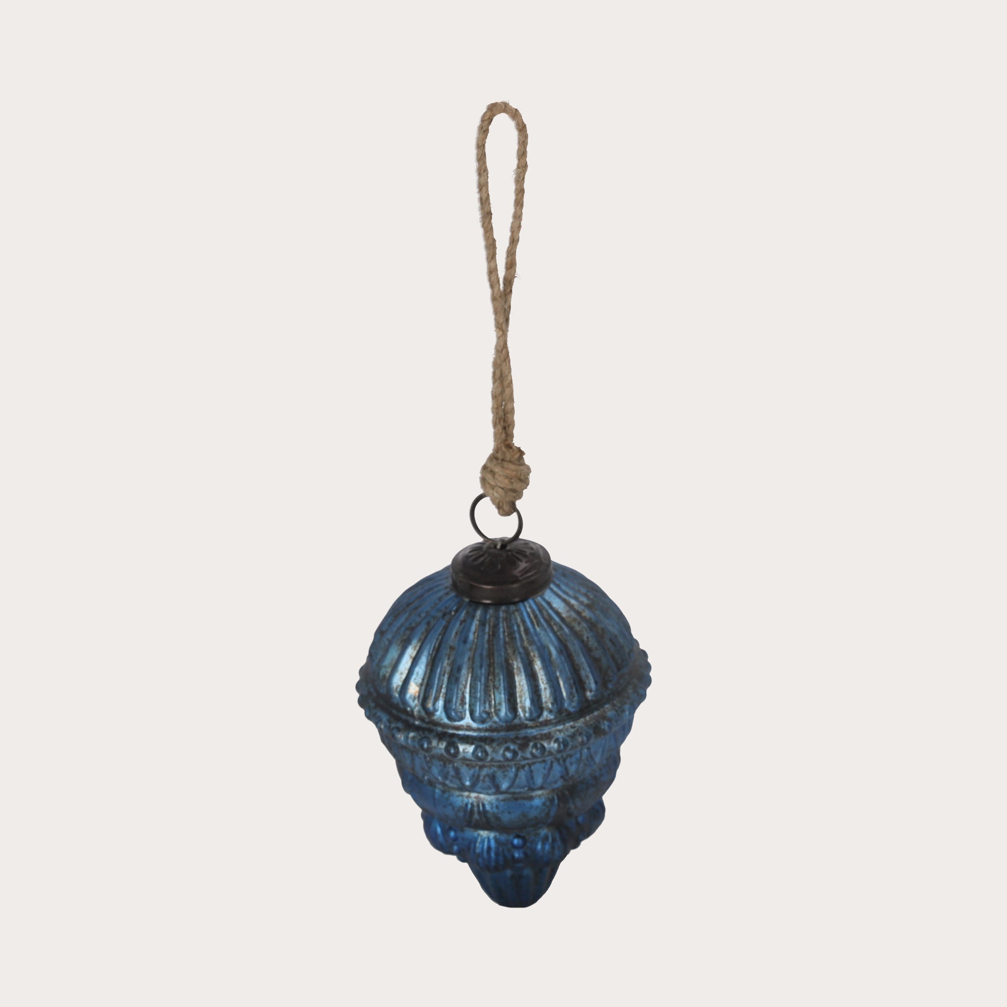 Decorative Christmas Pinnacle/Spire in Antique Blue Glass, Height 13 cm 