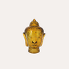 Testa Buddha Decorativa in Vetro Giallo, Altezza cm 30