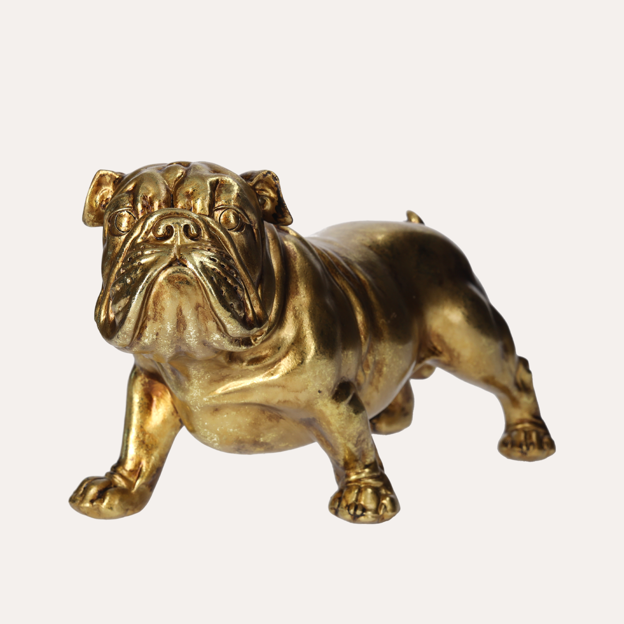 Bulldog Decorativo Dorato in Resina H19x35x15 cm – Scultura Moderna