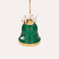 Campanella Natalizia Verde in Metallo con Fiocco - Decorazione Arredo Casa