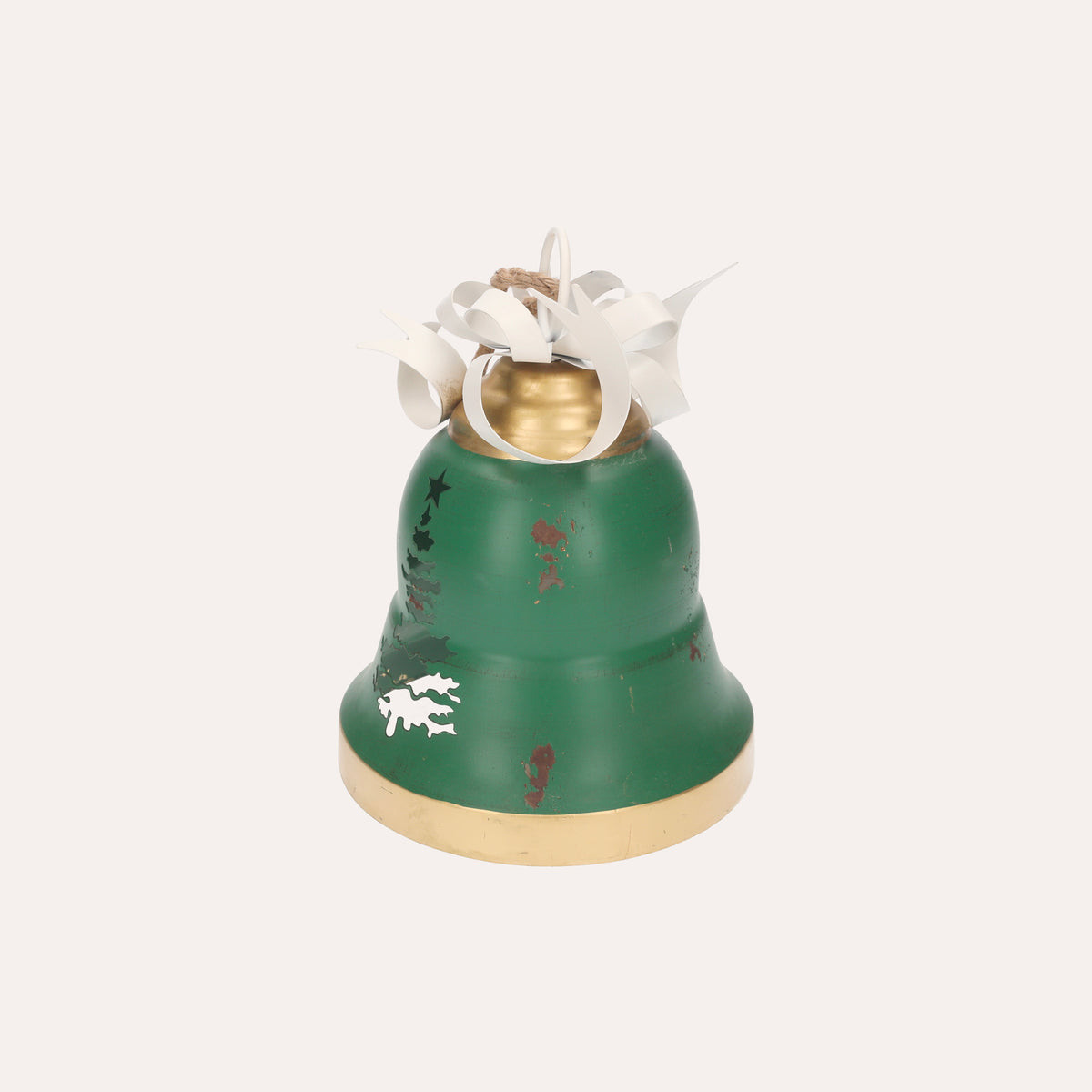 Campanella Natalizia Verde in Metallo con Fiocco - Decorazione Arredo Casa