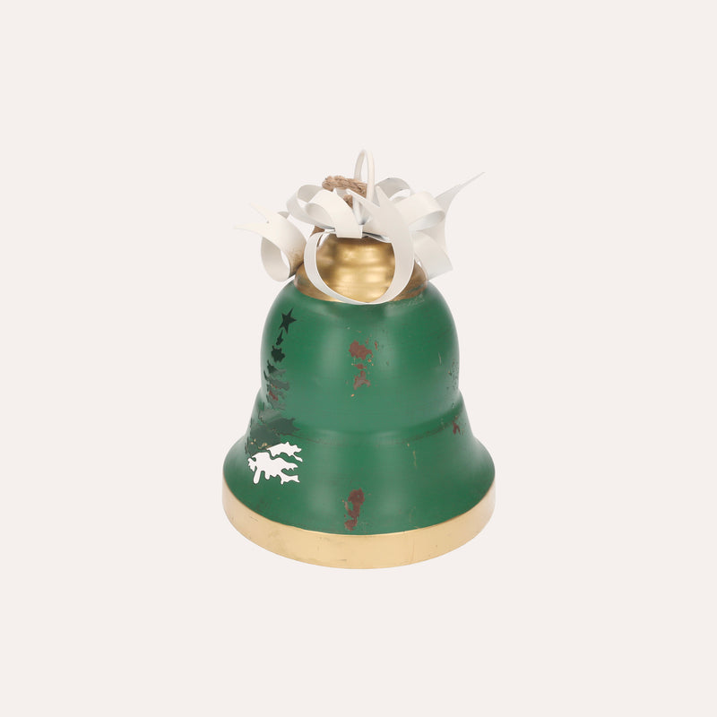 Campanella Natalizia Verde in Metallo con Fiocco - Decorazione Arredo Casa