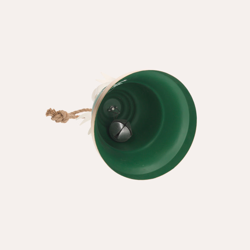 Campanella Natalizia Verde in Metallo con Fiocco - Decorazione Arredo Casa