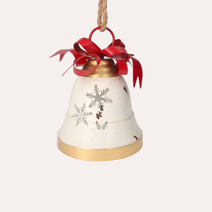 Campana Natalizia Bianca in Latta – Decorazione da Appendere