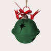 Green Metal Christmas Bell with Red Bow