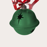 Campana Natalizia Verde in Metallo con Fiocco Rosso – Decorazione da Appendere