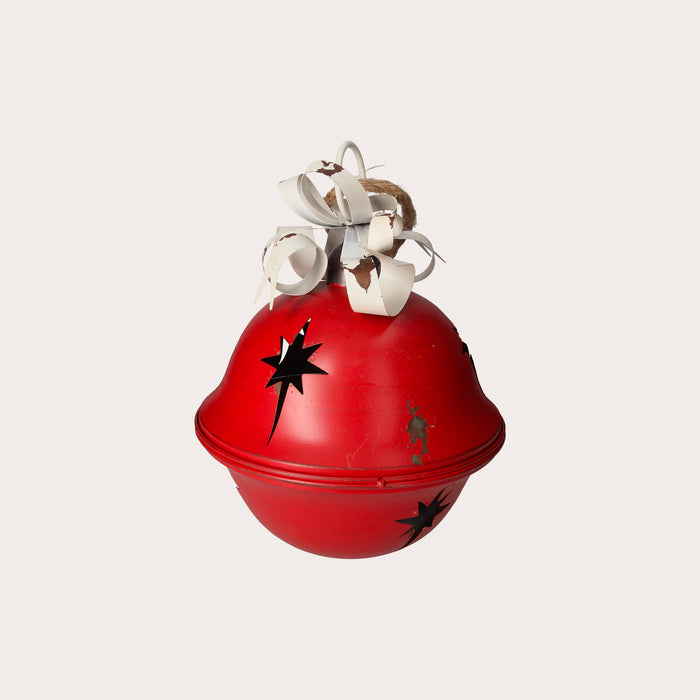 Campana Natalizia Rossa in Metallo con Fiocco Bianco – Decorazione da Appendere