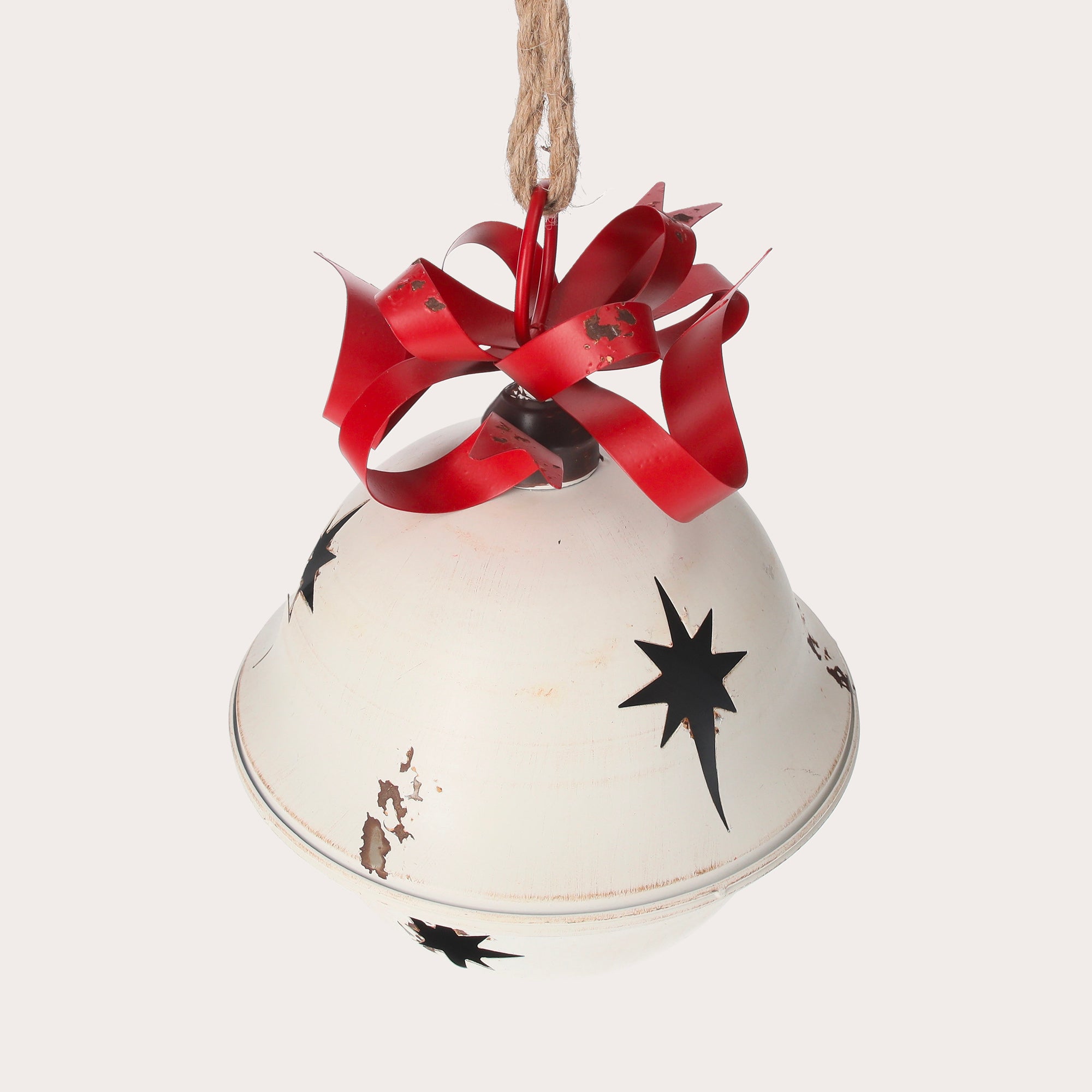 White Metal Christmas Bell with Red Bow – Hanging Decoration