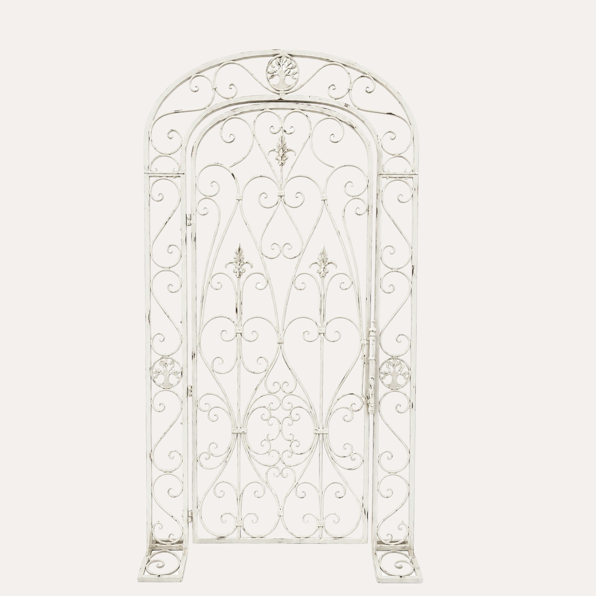 Cancello Decorativo in Ferro Bianco Anticato 130x232 cm