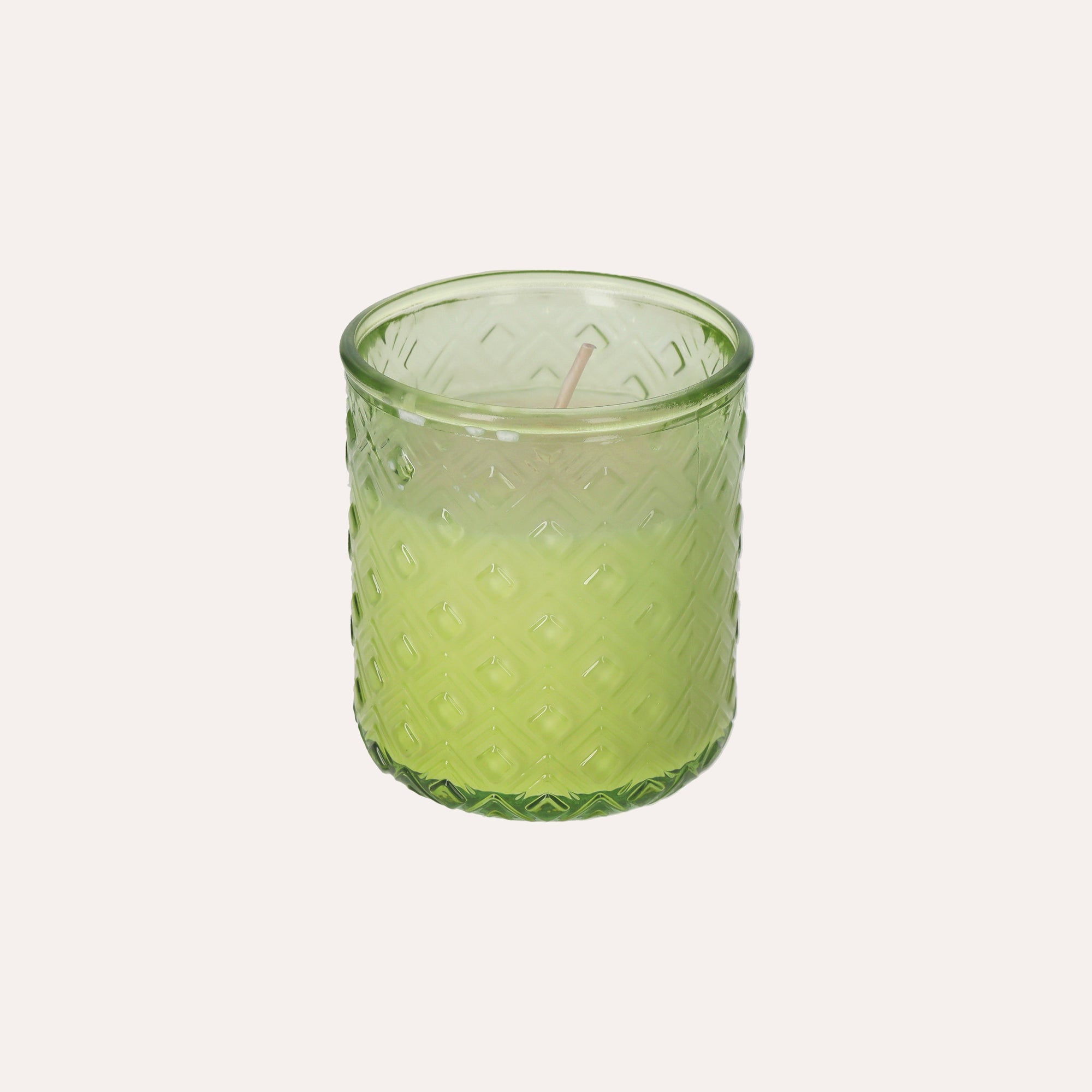 Green Recycled Glass Candle, Natural Soy Wax, Ginger Lime Fragrance 