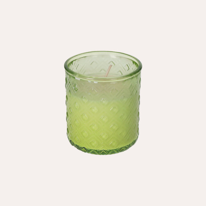 Candela In Vetro Riciclato Verde, Cera Di Soia Naturale, Fragranza Zenzero Lime