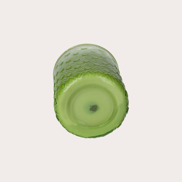 Candela In Vetro Riciclato Verde, Cera Di Soia Naturale, Fragranza Zenzero Lime