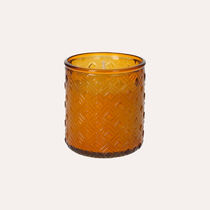 Candela in Vetro di Riciclo Arancio  – Cera di Soia Naturale con Fragranza Vaniglia