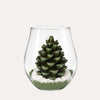 Green pine cone candle with glass case h.22 d.17 cm