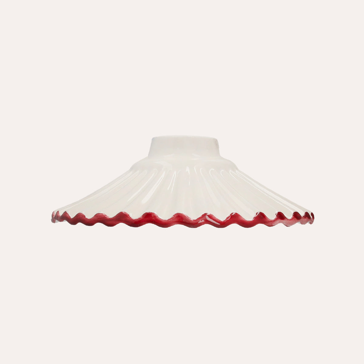 Paralume in Ceramica Bianca con Bordo Rosa - Made in Italy diametro cm 20