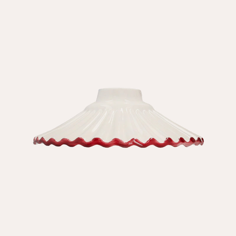 Paralume in Ceramica Bianca con Bordo Rosa - Made in Italy diametro cm 20