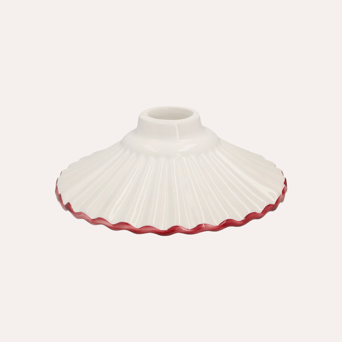 Paralume in Ceramica Bianca con Bordo Rosa - Made in Italy diametro cm 20