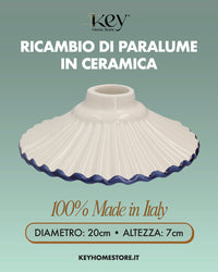 Paralume in Ceramica Bianca con Bordo Blu - Made in Italy diametro 20 cm