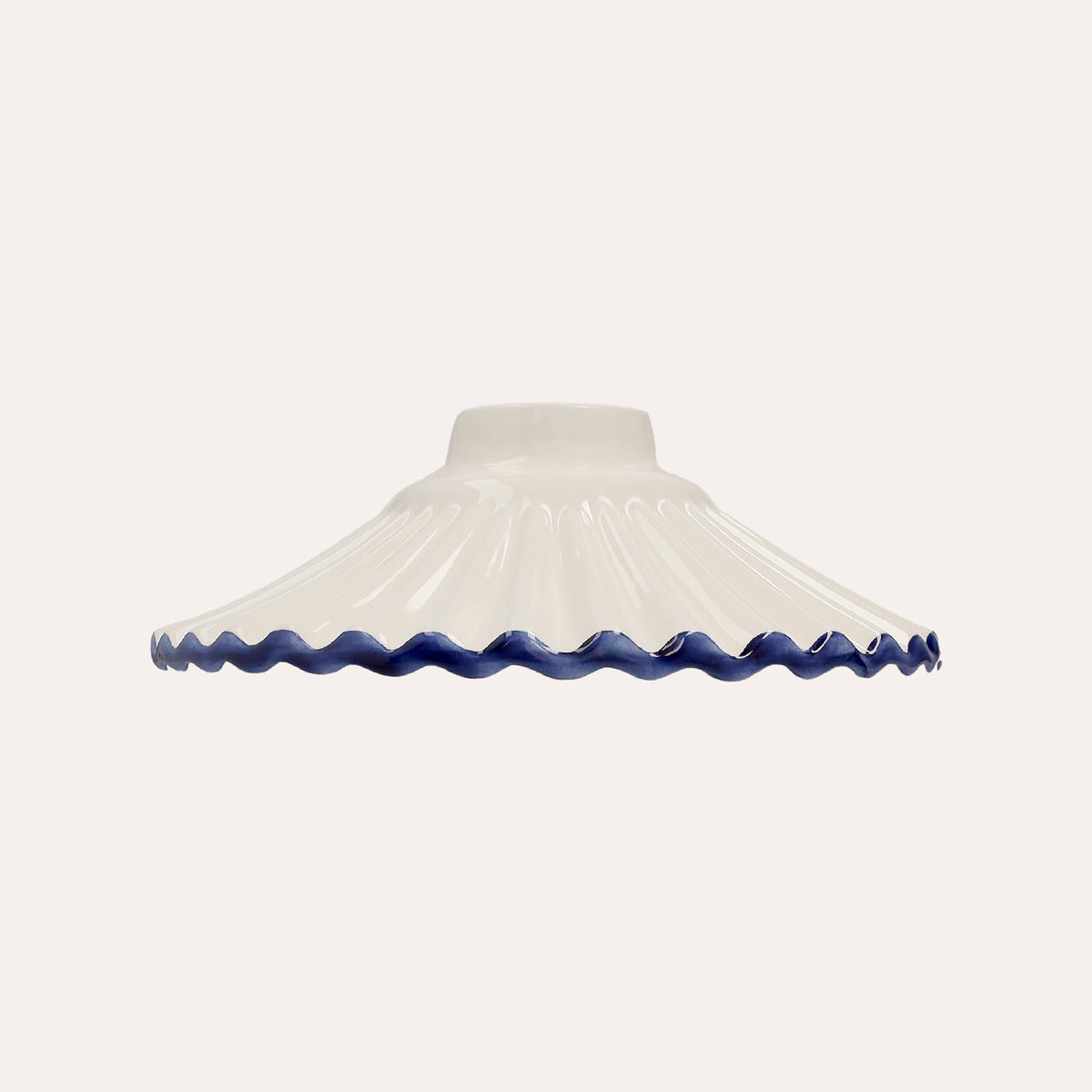Paralume in Ceramica Bianca con Bordo Blu - Made in Italy diametro 20 cm
