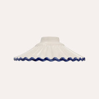 Paralume in Ceramica Bianca con Bordo Blu - Made in Italy diametro 20 cm