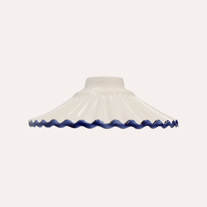 Paralume in Ceramica Bianca con Bordo Blu - Made in Italy diametro 20 cm