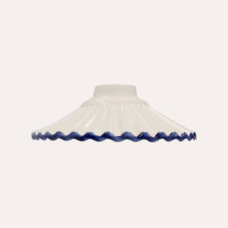 Paralume in Ceramica Bianca con Bordo Blu - Made in Italy diametro 20 cm