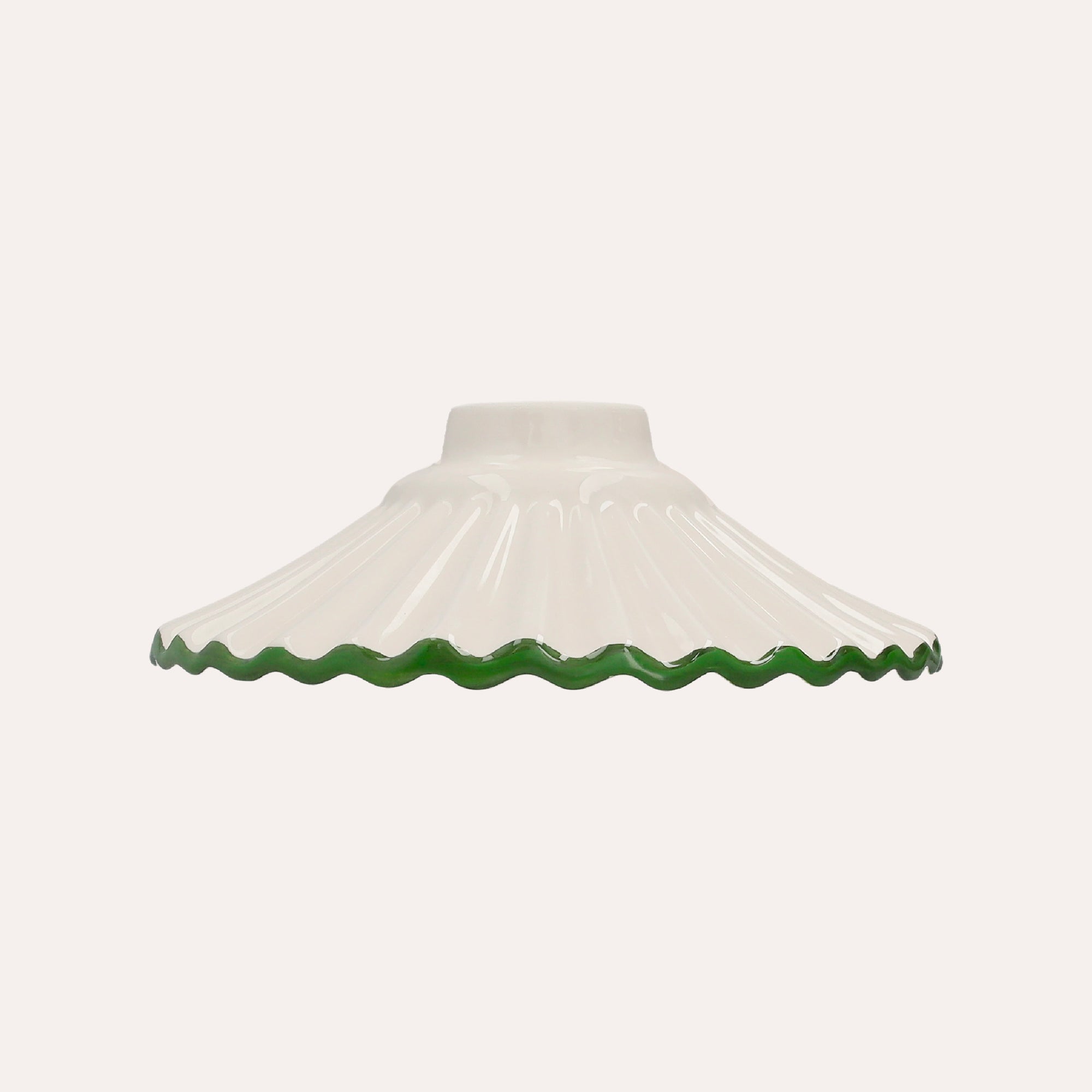 Paralume in Ceramica Bianca con Bordo Verde