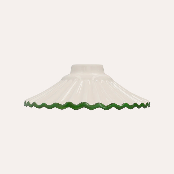 Paralume in Ceramica Bianca con Bordo Verde