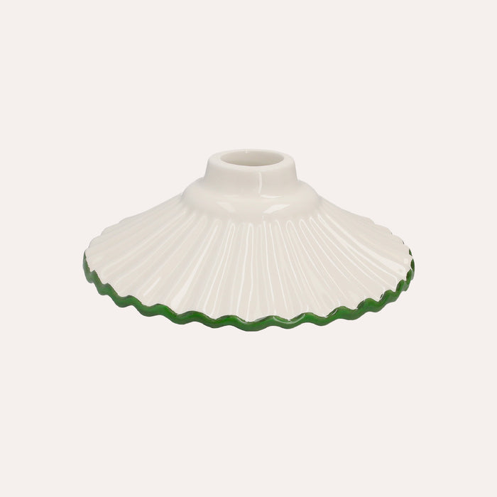 Paralume in Ceramica Bianca con Bordo Verde