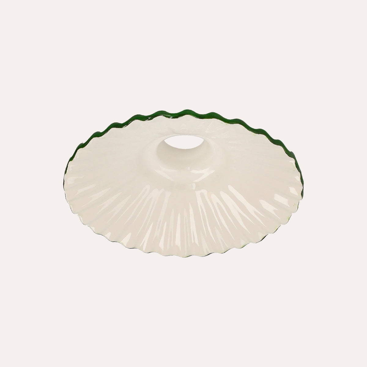 Paralume in Ceramica Bianca con Bordo Verde
