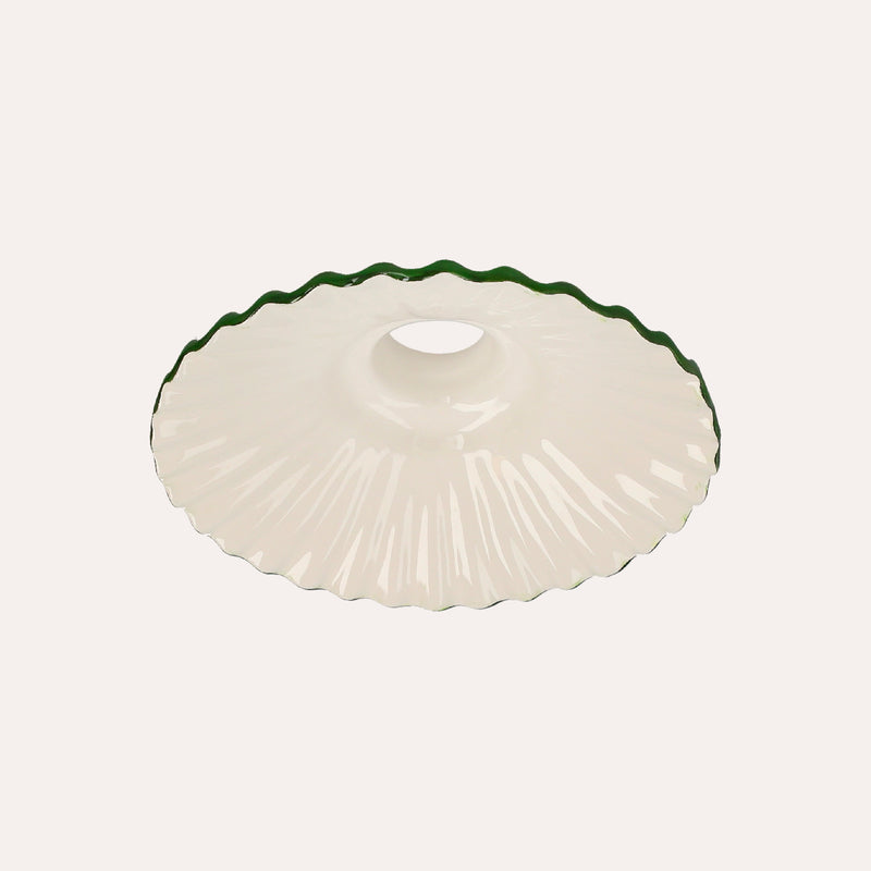 Paralume in Ceramica Bianca con Bordo Verde