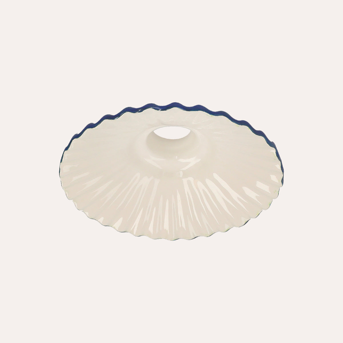 Paralume in Ceramica Bianca con Bordo Blu - Made in Italy diametro 20 cm