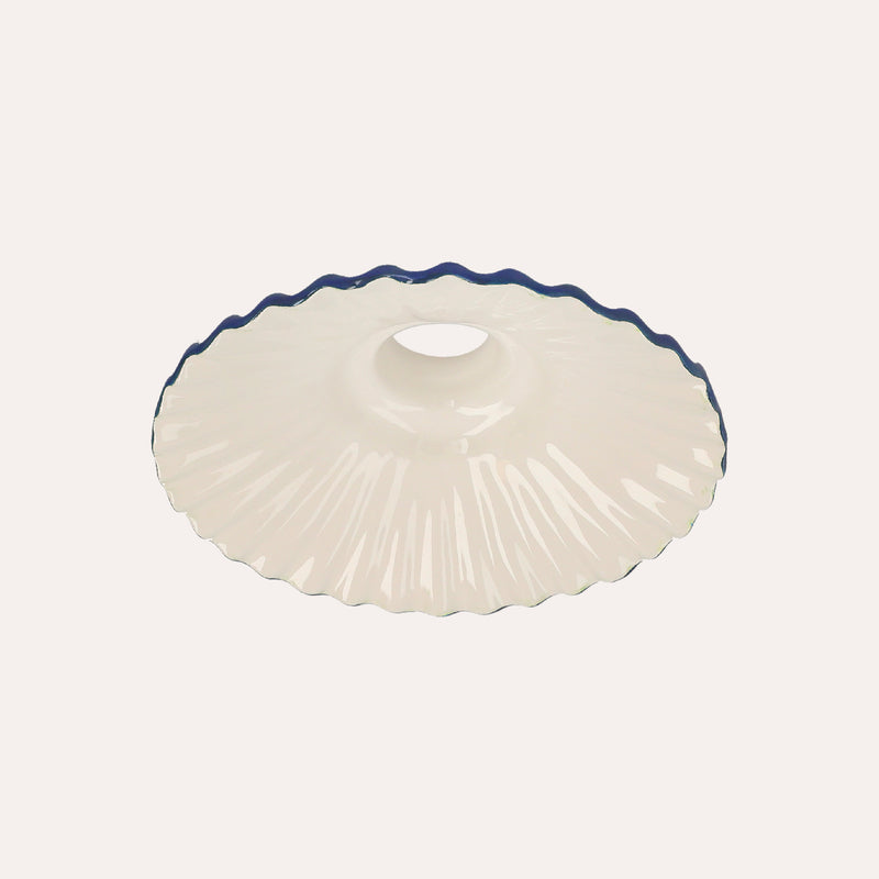 Paralume in Ceramica Bianca con Bordo Blu - Made in Italy diametro 20 cm